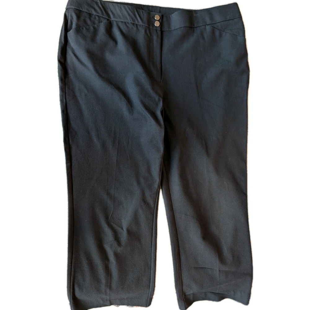 Chicos Women's Capris‎ Size 3 Black Cotton Rayon Blend Inseam 23" Pockets